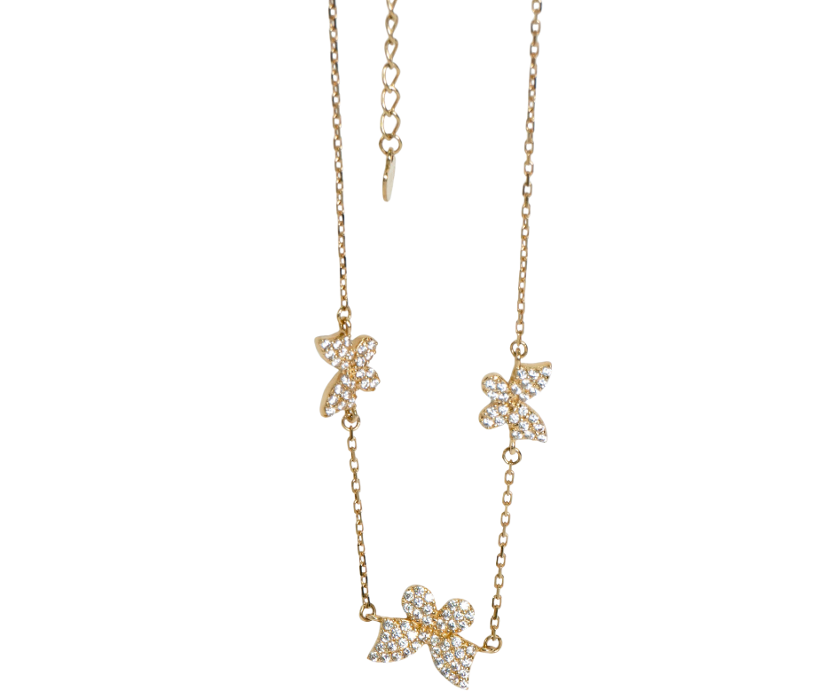 Pulsera con Dije de Mariposa de 8" en Oro 14K