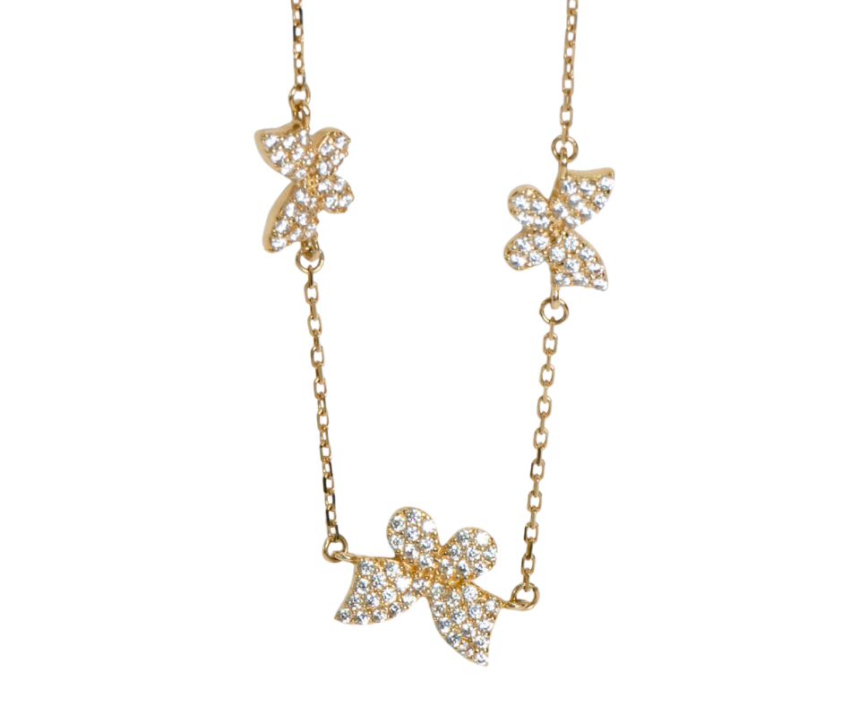 Pulsera con Dije de Mariposa de 8" en Oro 14K