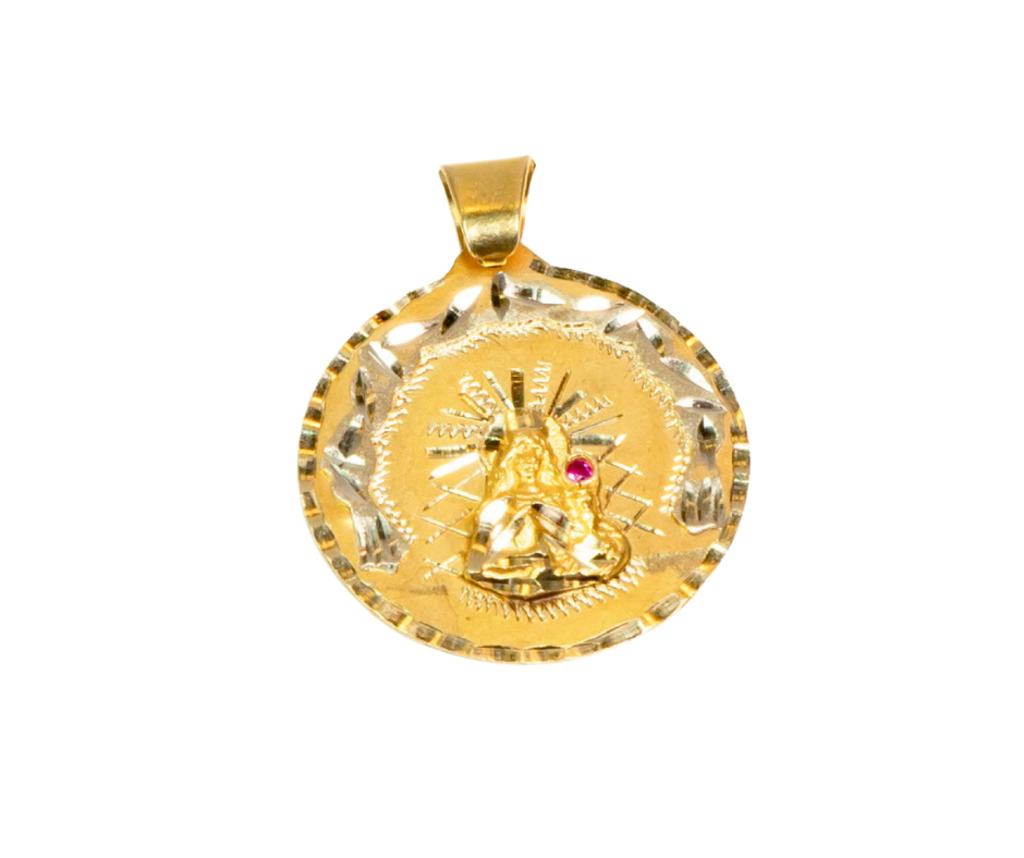 Medalla  Roja Virgen en 2 Oros – Oro 14K Nacional