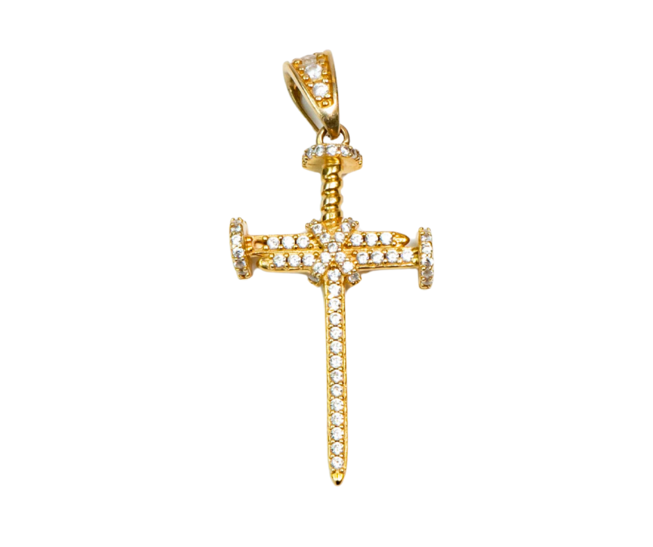 Dije Crucifijo con Piedra en Oro 14K