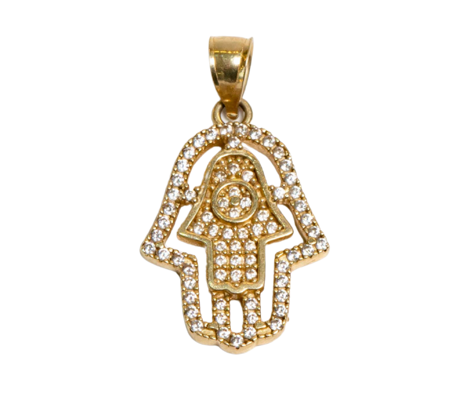 Dije Mano Poderosa con Piedra en Oro 14K