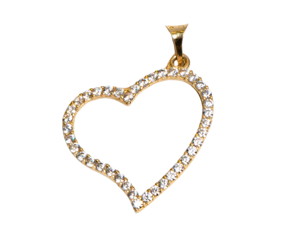 Dije Corazón con Piedras en Oro 14K Nacional