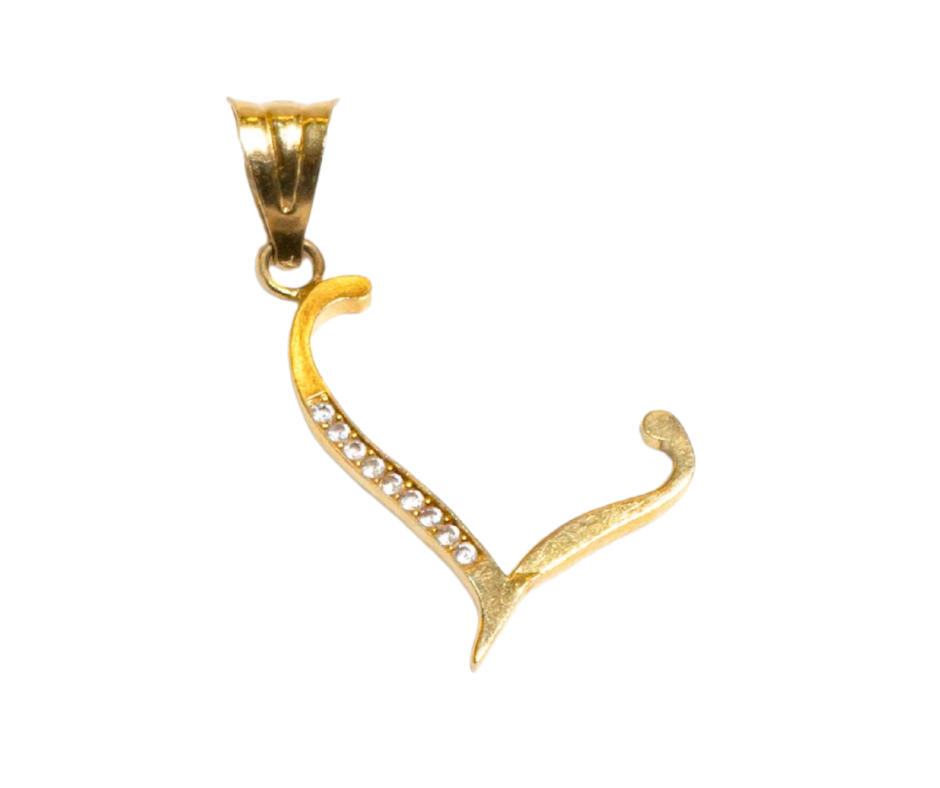 Dije Letra L con Piedra en Oro 14K