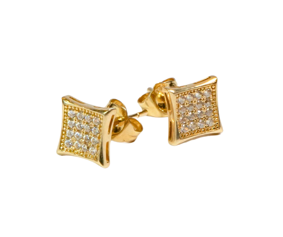 Aretes Palito con Piedra Blanca en Oro 14K