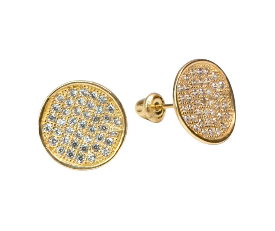 Aretes Palito con Piedra Blanca en Oro 14K Nacional