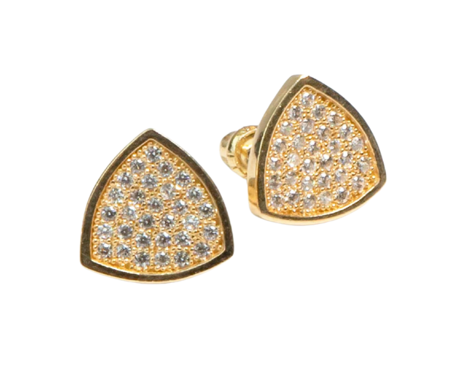 Aretes Palito con Piedra Blanca en Oro 14K