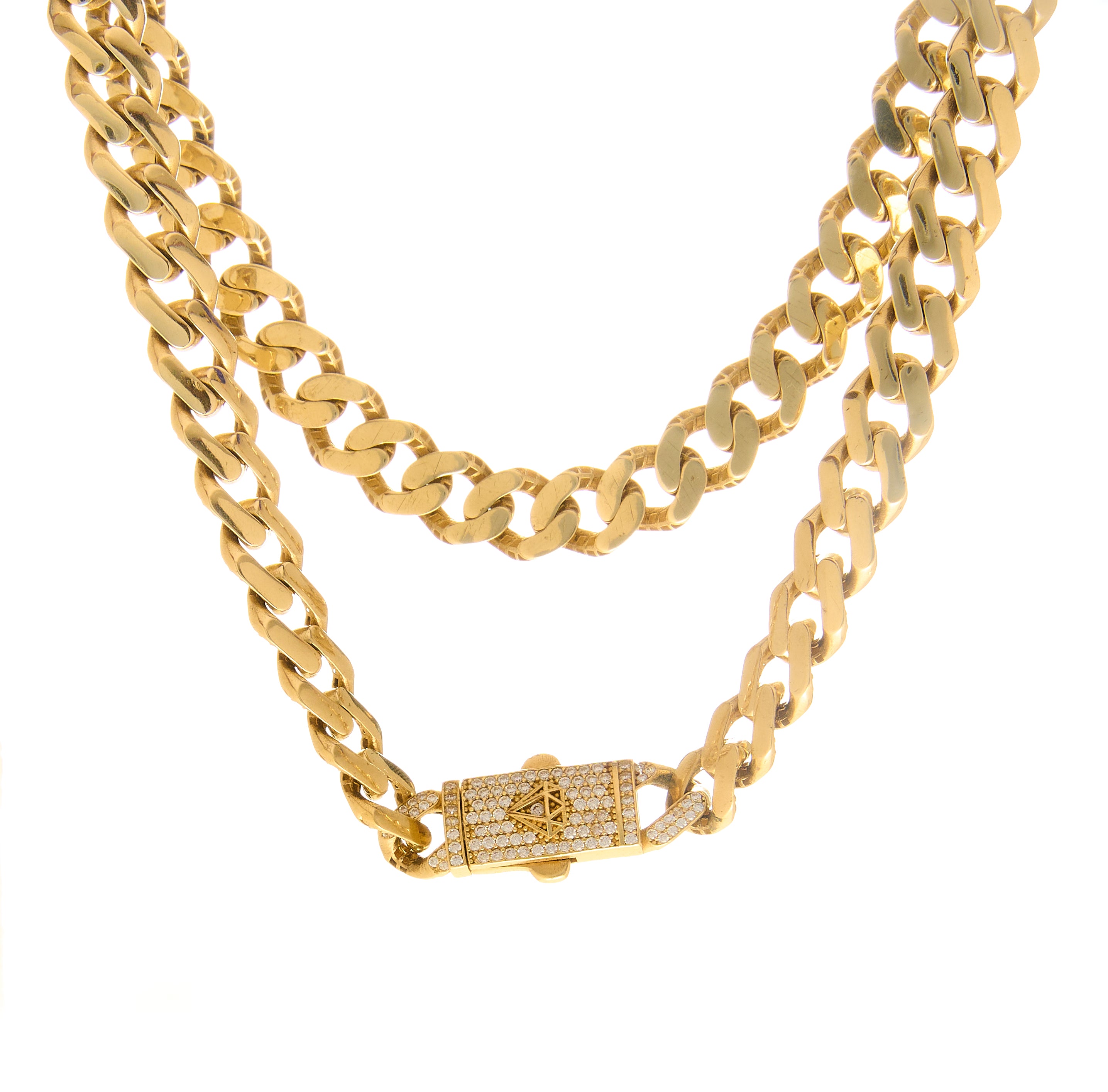 Cadena Cuban Link con Broche de Caja en Pavé