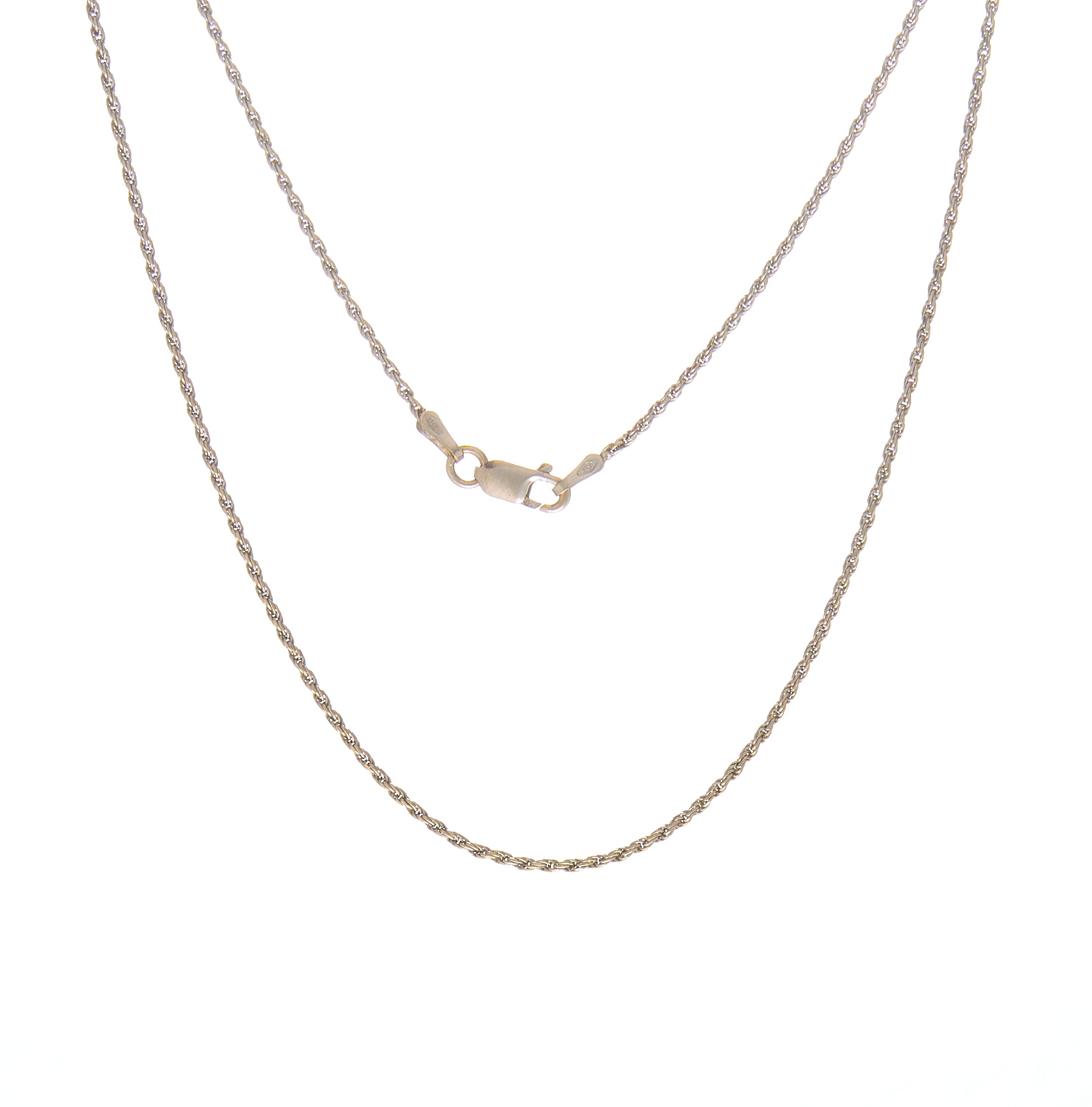 Cadena Estilo Cordón Fina Oro Blanco 18K