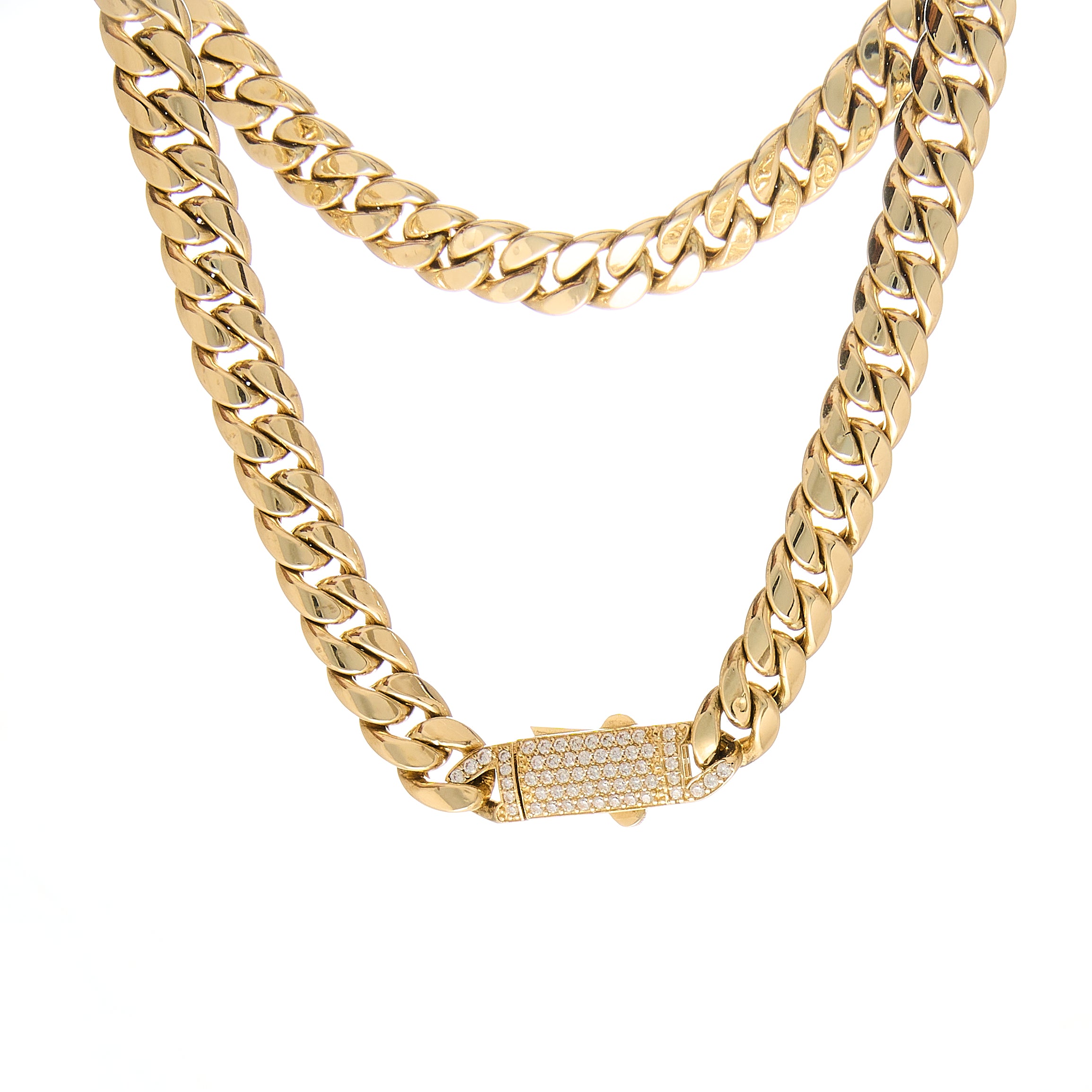 Gargantilla Cuban Link Choker con Broche en Pavé