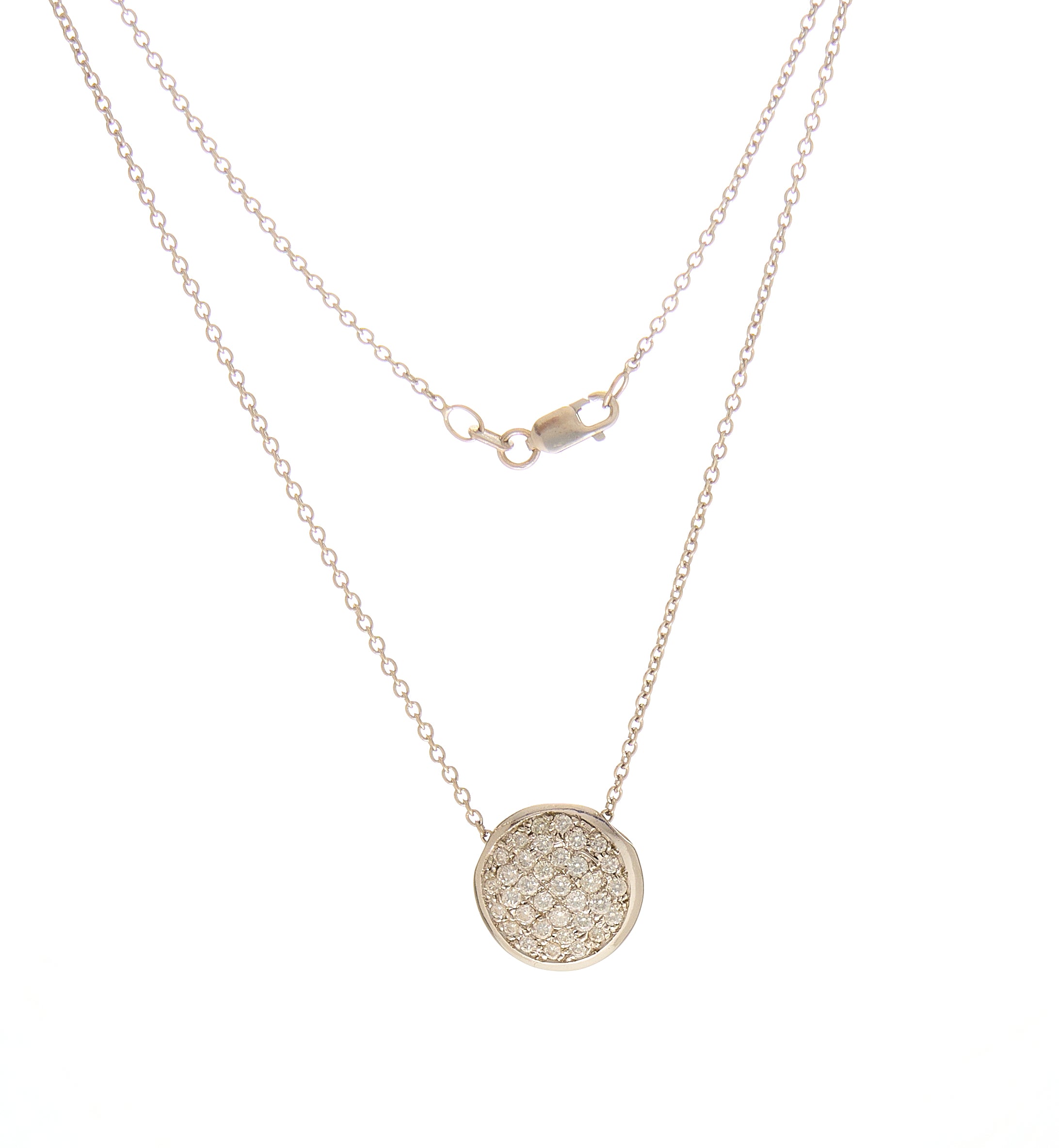 Collar con Dije Círculo Pavé Oro Blanco 18"