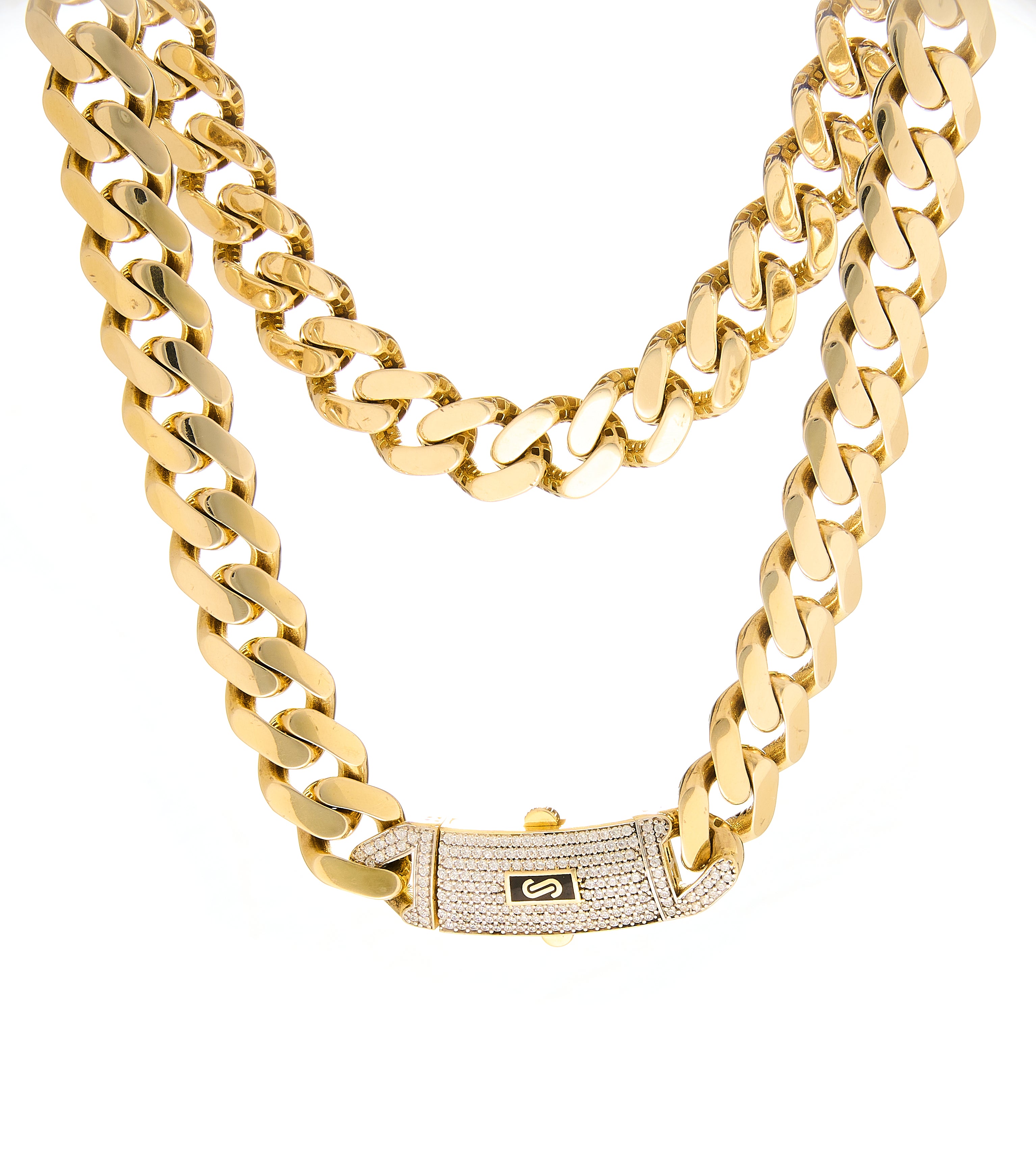 Cadena Spike Cuban Link Iced-Out 22"