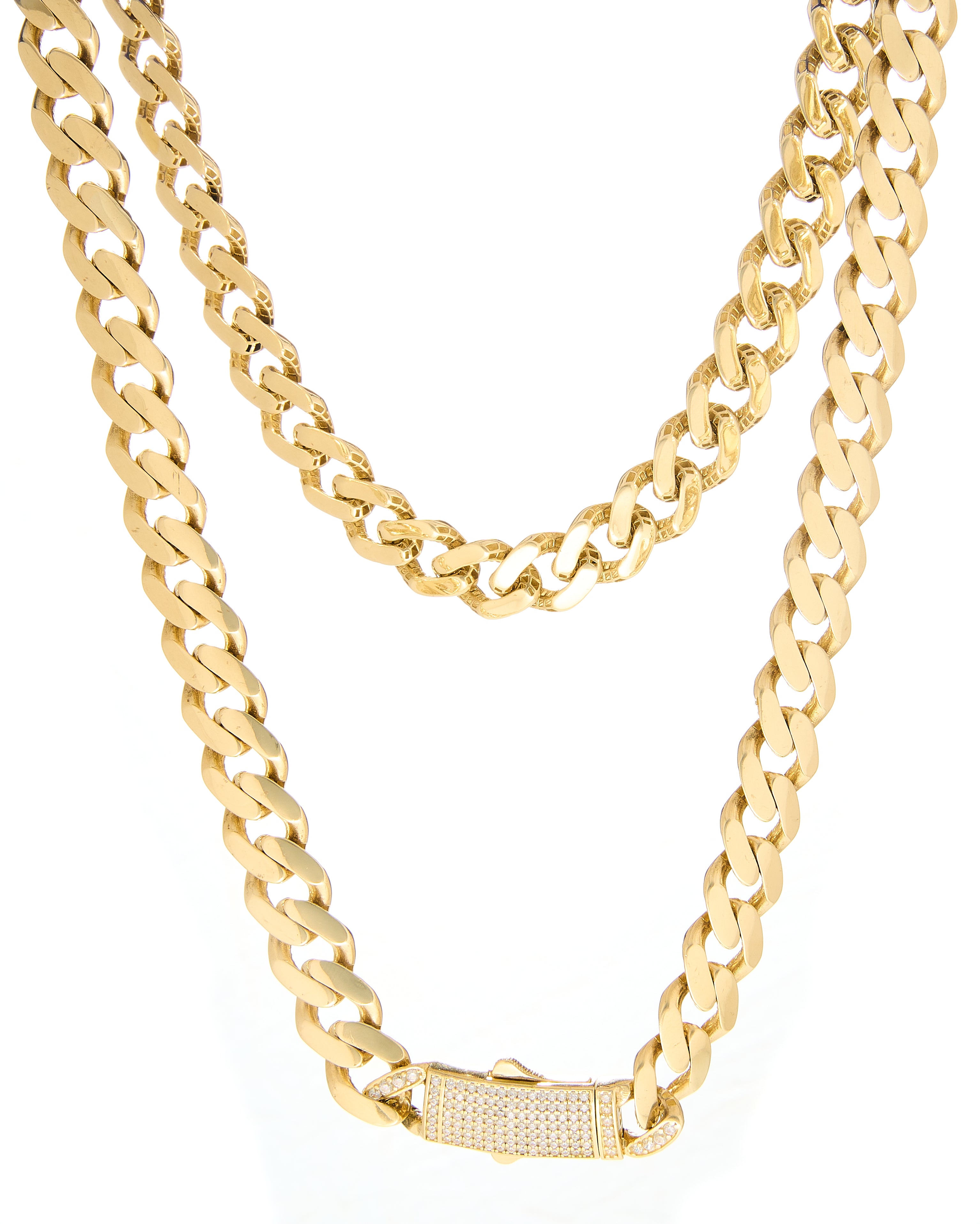 Cadena Cuban Link con Broche de Diamantes 24"